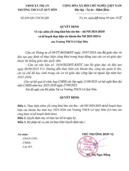 CÔNG KHAI BÁO CÁO THU CHI NH 24-25 VÀ  KH THU 25-26