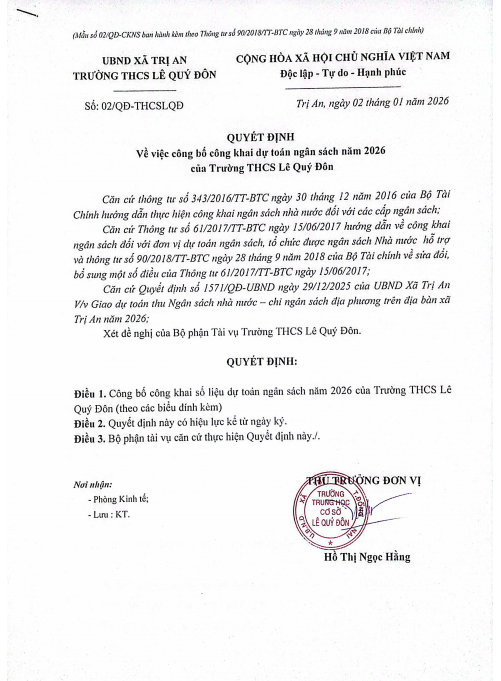 Công khai dự toán ngân sách năm 2026